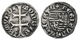 Hungary. Sigismund I, AD 1506-1548. AR, Denar. 0.50 g. 13.96 mm.
Obv: Patriarchal cross diviniding.
Rev: Hungarian arms.
Ref: Huszár 576.
Very Fine.