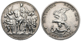 Prussia. Wilhelm II, AD 1888-1918. AR, 2 Mark. 11.11 g. 28.05 mm. 
Obv: DER KÖNIG RIEF UND ALLE ALLE KAMEN· / MIT GOTT-FÜR KÖNIG UND VATERLAND / 17-3-...