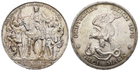 Prussia. Wilhelm II, AD 1888-1918. AR, 3 Mark. 16.69 g. 33.05 mm. 
Obv: DER KÖNIG RIEF UND ALLE ALLE KAMEN· / MIT GOTT-FÜR KÖNIG UND VATERLAND / 17-3-...