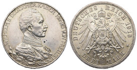 Prussia. Wilhelm II, AD 1888-1918. AR, 3 Mark. 16.68 g. 33.02 mm. 
Obv: WILHELM II DEUTSCHER KAISER KONIG VON PREUSSEN / 1888 - 1913 A. Uniformed bust...