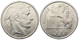 Belgium. Leopold III, AD 1934-1951. AR, 50 Francs. 12.46 g. 30.09 mm. 1949.
Obv: 19-45 / RAU. Head of Mercury facing right. 
Rev: BELGIQUE / F / 50. L...