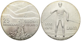 Finland. The FIS Nordic World Ski Championships. AR, 25 Markkaa. 26.62 g. 36.96 mm. 1978.
Obv: 25 / MARKKAA / SUOMI / FINLAND.
Rev: MM / 1978 LAHTI.
R...