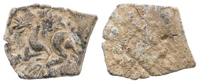 PB Greco-Roman tessera (AD 1st – 3rd centuries)
On the obverse, Triton and Nereid; the reverse is blank.
Weight: 1.14 g.
Diameter: 16.07 mm.