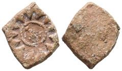 PB Greco-Roman tessera (AD 1st – 3rd centuries)
On the obverse, sunburst; the reverse is blank.
Weight: 4.87 g.
Diameter: 15.82 mm.