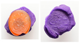 Islamic seal
Made of carnelian; engraved with Islamic legend.
Weight: 1.57 g.
Diameter: 17.16 mm.