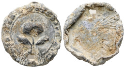 PB Italy, Venice. Theriac Capsule Seal. Produced by the Pomo d'argento pharmacy. (c. 17th century)
Obv.: THERIACA F FIN AL POMO D'ARG VEN. Silver appl...