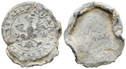 PB Italy, Venice. Theriac Capsule Seal. Produced by the 'Aquila Nera' pharmacopia. (c. 17th century)
Obv.: TERIACA F ALL AQVILA NERA VEN. Crowned eagl...