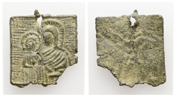 PB Byzantine anonymous lead pendant (c. AD 10th century).
Obv.: The Mother of God holding the Child with her right arm. 
Rev.: Blank.
Weight: 2.71 g.
...