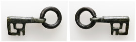 Middle Byzantine folding key (AD 10th – 11th centuries)
A bronze key attached to a moveable ring; rectangular bit pierced with slits.
Weight: 13.46 g....