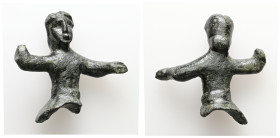 Bronze Thracian rider. Danubian to Black Sea (2nd–1st centuries BC)
A votive figure of a rider in bronze. The rider gestures with an upraised right ha...