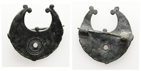 Roman brooch (c. AD 4th century)
Late Roman brooch shaped as pelta shield; complete with pin.
 Weight: 6.27 g.
Diameter: 34.08 mm.