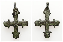Pendant Cross. Middle Byzantine, 10thC-11thC.
Cross necklace; bronze; arms rounded at the ends, each with a pair of lateral protrusions.
Ref: Dalton 1...
