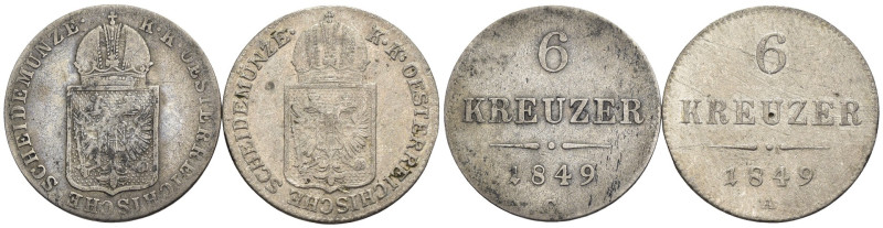 Impero Austriaco - Lotto di 2 monete da 6 Kreuzer 1849 A, 1849 C - KM#2200

SP...