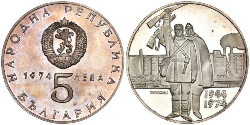 Bulgaria - 5 Leva 1974 - 30° Anniversario dalla Liberazione dal Fascismo 09/09/1...