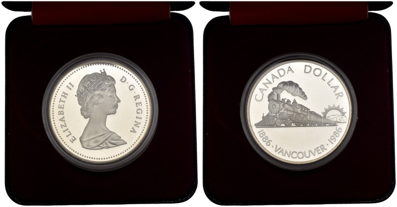 Canada - Cofanetto contenente 1 Dollaro Elisabetta II 1986 - Centenario di Vanco...