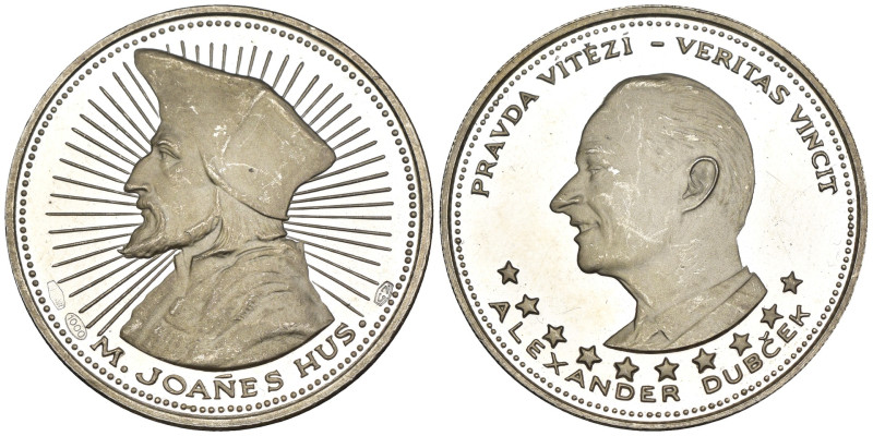 Cecoslovacchia - Medaglia 5 Ducati Johannes Hus 1968 - Ag - 13,13 g; Ø 30 mm - K...