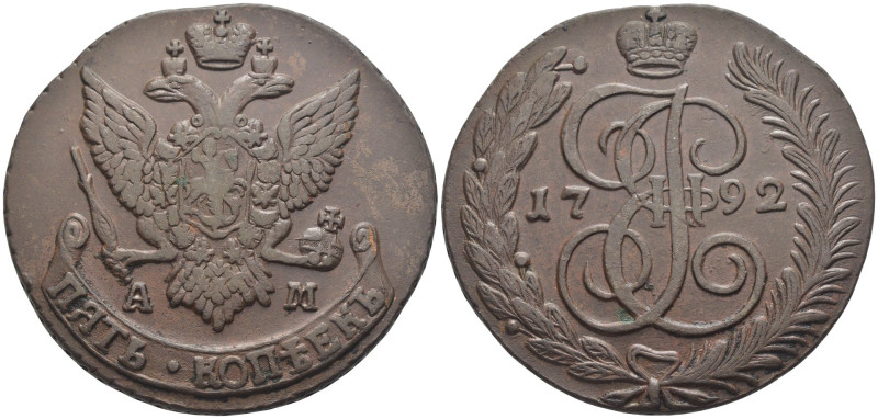 Russia - 5 Copechi 1792 AM - zecca di Anninsky - Cu - 47,41 g - Bitkin# 862

q...