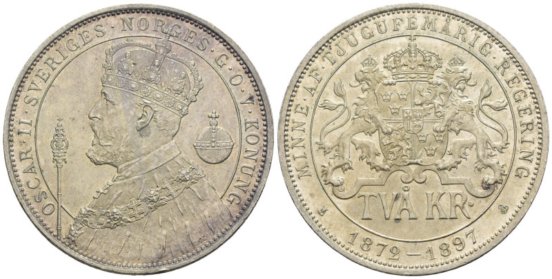 Svezia - Oscar II (1872-1907) - 2 Corone 1897 - Ag - KM#762 - lustro di conio
...