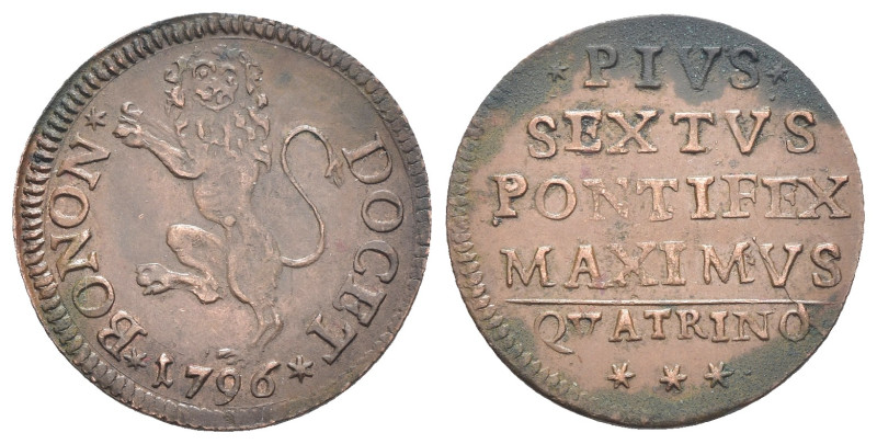 Bologna - Pio VI (1775-1799) - Quattrino 1796 - RARA - gr. 2,19 - CNI 348

SPL...