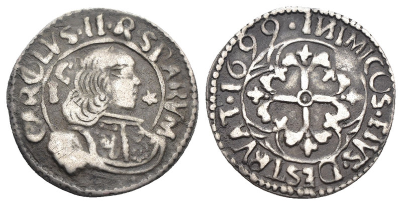 Cagliari - Carlo II di Spagna (1665-1700) - Reale 1699 - Ag - 1,72 g - MIR 88/8...