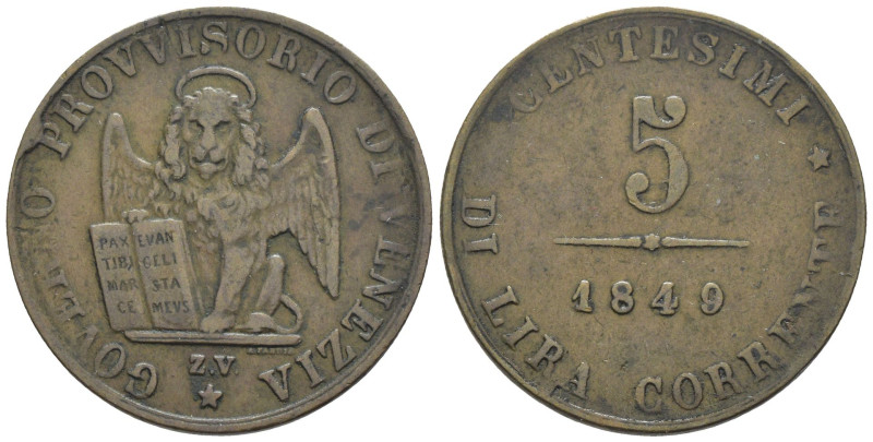 Venezia - Governo Provvisorio - 5 Centesimi 1849 - Cu - 4,56 g - Paolucci 1110
...