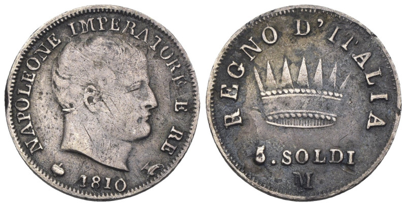 Napoleone I, Re d'Italia (1805-1814) - 5 Soldi 1810 Milano - Ag - Gigante 189
...