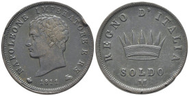 Napoleone I, Re d'Italia (1805-1814) - 1 Soldo 1811 Milano - Cu - 10,05 g - Gigante 213 - colpo al bordo

BB+

SPEDIZIONE SOLO IN ITALIA - SHIPPIN...