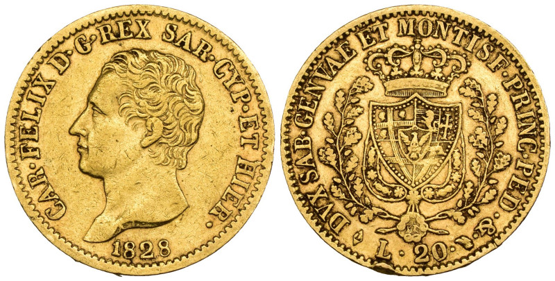 Carlo Felice (1821-1831) - 20 Lire 1828 Torino - Au. - 6,42 gr. - Mont. 41

SP...