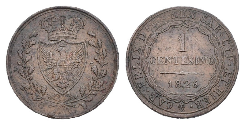 Carlo Felice (1821-1831) - 1 Centesimo 1826 Torino - Cu - gr. 1,85 - Pag. 133
...