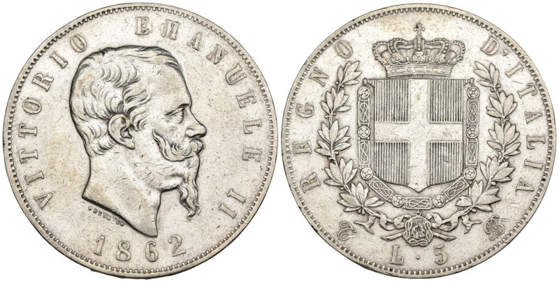 Vittorio Emanuele II (1861-1878) - 5 Lire 1862 - MOLTO RARA (R2) - Ag - Gigante ...