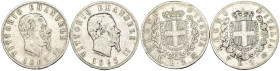 Vittorio Emanuele II (1861-1878) - Lotto di 2 monete da 2 Lire Stemma 1863 - zecca di Napoli e Torino - Ag

MB

SPEDIZIONE SOLO IN ITALIA - SHIPPI...