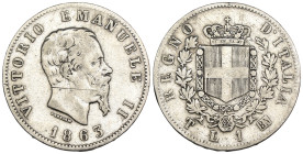 Vittorio Emanuele II (1861-1878) - 1 Lira Stemma 1863 Torino - Ag - Gigante 65

MB

SPEDIZIONE SOLO IN ITALIA - SHIPPING ONLY IN ITALY