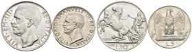 Vittorio Emanuele III (1900-1930) - Lotto di 2 monete: 10 Lire "Biga" 1930 (RARA) e 5 Lire 1930 "Aquilotto".

SPEDIZIONE SOLO IN ITALIA - SHIPPING O...