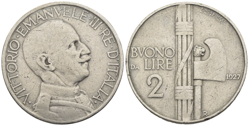 Vittorio Emanuele III (1900-1943) - Buono da 2 Lire 1927 - MOLTO RARA - Mont. 16...