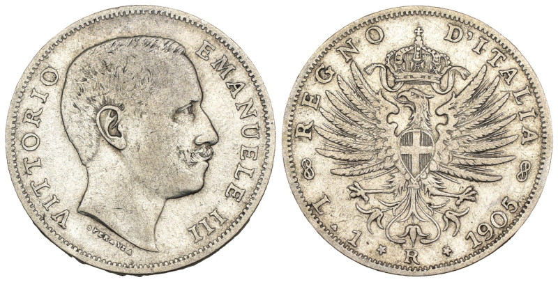 Vittorio Emanuele III (1900-1943) - 1 Lira "Aquila Sabauda" 1905 - MOLTO RARO (R...