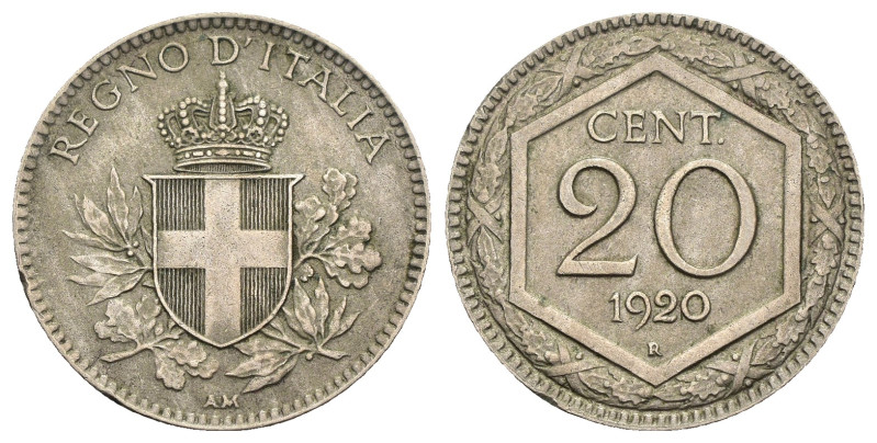 Vittorio Emanuele III (1900-1943) - 20 Centesimi Esagono 1920 - Gigante 216 - co...