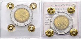 Repubblica Italiana - Monetazione in lire (1946-2001) - 500 Lire 1990 - 6,80 g; Ø 25,95 mm - perizia Del Pup, D/ battitura leggermente decentrata, RAR...