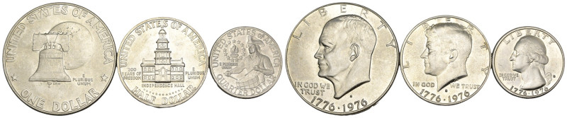 USA - Lotto di 3 monete: 1 Dollaro "Eisenhower" 1976 - 200° Anniversario Indipen...