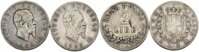 Regno d'Italia - Vittorio Emanuele II (1861-1878) - Lotto di 2 monete da 2 Lire Stemma e Valore 1863 Napoli - Ag

SPEDIZIONE SOLO IN ITALIA - SHIPPI...