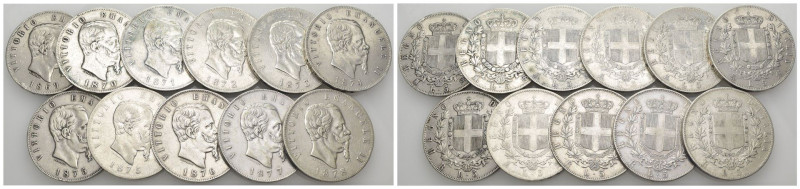 Vittorio Emanuele II (1861-1878) - lotto di 11 monete da 5 lire anni e zecche va...