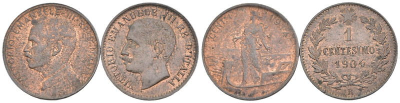 Regno d'Italia - Vittorio Emanuele III (1900-1943) - Lotto di 2 monete da 1 Cent...