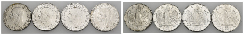 Regno d'Italia - Vittorio Emanuele III (1900-1943) - Lotto di 4 monete da 1 Lira...