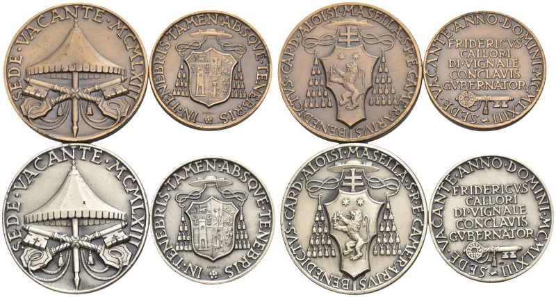 Sede Vacante (1963) - Lotto di 4 medaglie: 2 esemplari in Ag (26,83g; Ø 38 mm - ...