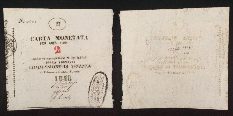 Assedio di Palmanova (1848) - Carta Monetata per Lire 2 - RARA - ottima/alta con...