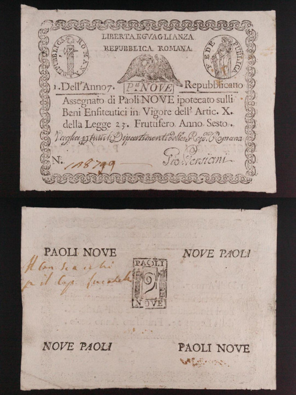 Repubblica Romana - Assegnato da 9 Paoli - anno 7 (1798)

qSPL

SPEDIZIONE S...