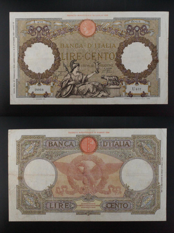 Regno d'Italia - 100 Lire "Aquila Romana" 27/02/1940 - Crap. 244

qBB

SPEDI...