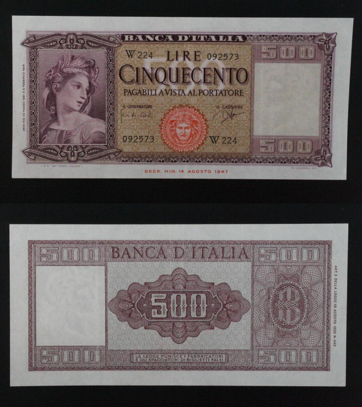 Repubblica Italiana - banconota da 500 Lire "Italia Ornata di Spighe" Serie Sost...