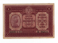 Occupazione Austriaca del Veneto - Cassa Veneta dei Prestiti - Buono di Cassa da Una Lira 2/1/1918

BB+

SPEDIZIONE SOLO IN ITALIA - SHIPPING ONLY...