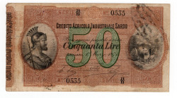 Credito Agricolo Industriale Sardo - Matrice laterale 50 lire - emissione 01/03/1874 Cagliari - Macchie, Pieghe

qBB

SPEDIZIONE SOLO IN ITALIA - ...