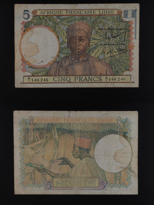 Africa Occidentale Francese - banconota 5 Franchi 1941 - P#6

F

SPEDIZIONE ...